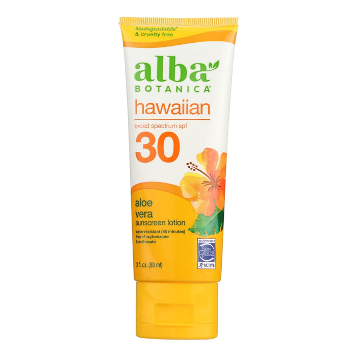 Alba Botanica Aloe Vera Sunscreen Lotion - SPF 30, 3 Fluid Ounces