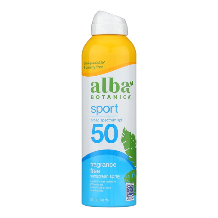 Alba Botanica Sport Formula Sunscreen Spray SPF 50, 5 Fl Oz