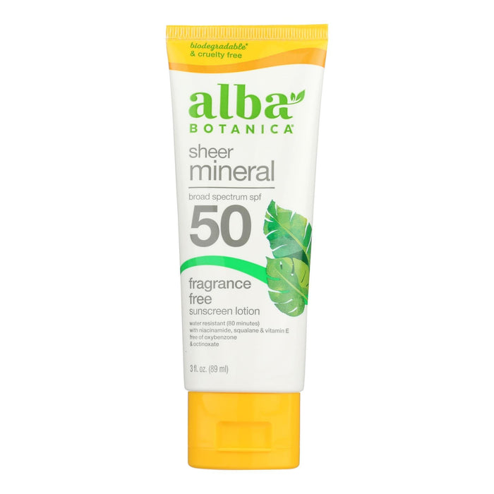 Alba Botanica - Sunscreen Lotion Mineral Formula Spf 50 - 1 Each-3 Fluid Ounces - Pack of 2