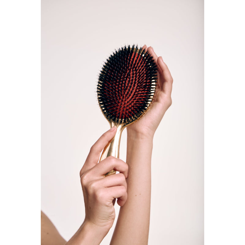 Janeke Metal-Plated Pneumatic Hair Brush – Boar Bristle Brush for Shine