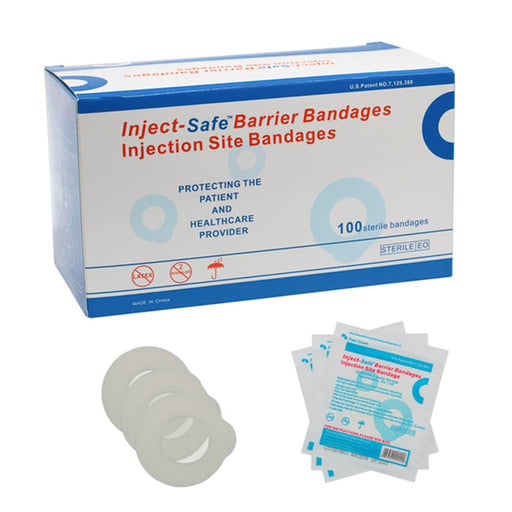 Inject-Safe Inject-Safe White Film Foam Adhesive Barrier Strip Sterile 1-3/8 Inch Diameter Bandages Health & Beauty