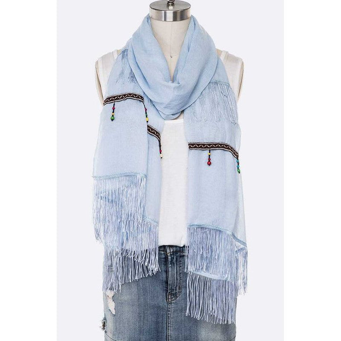 Fringe Tassel Large Oblong Scarf