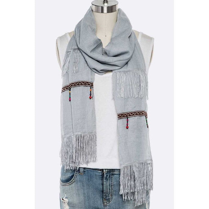 Fringe Tassel Large Oblong Scarf