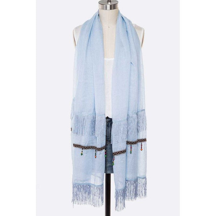 Fringe Tassel Large Oblong Scarf