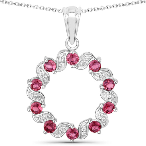 Bids.com 1.30 Carat Genuine Pink Tourmaline and White Topaz .925 Sterling Silver Pendant Pendants