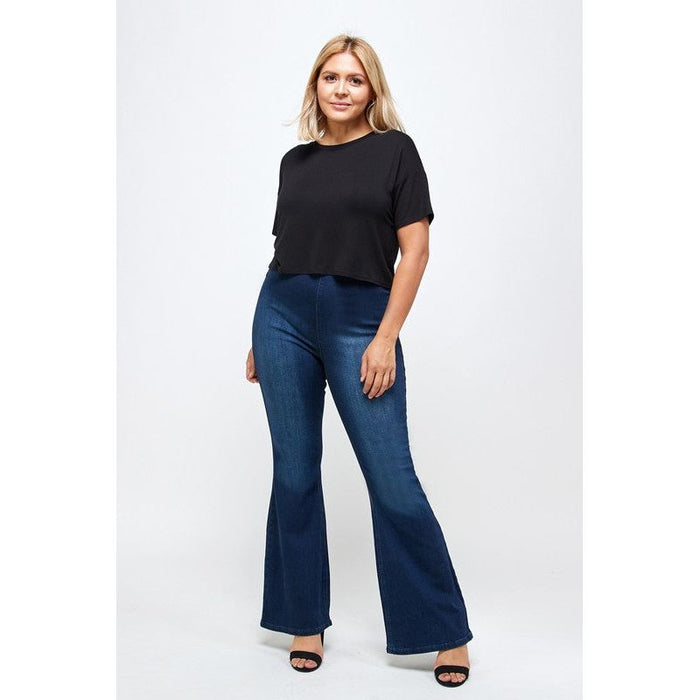 Plus Size Mid-Rise Banded Wider Flare Jeans