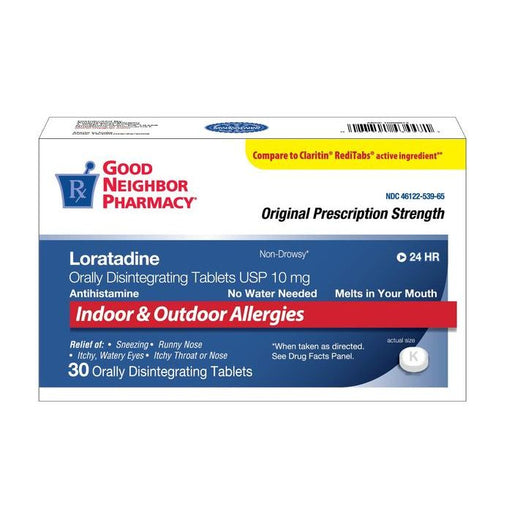 Good Neighbor Pharmacy GNP Loratadine 10mg Orally Disintegrating Tablets (30 Count) Medicine & Drugs White Smoke