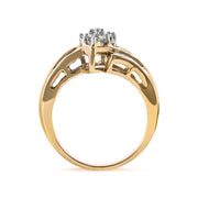 Bids.com 10K Yellow Gold 1/2 Cttw Round And Baguette-cut Diamond Cluster Head and Channel Set Shank Ring (H-I Color, I1-I2 Clarity) - Ring Size 7 Rings