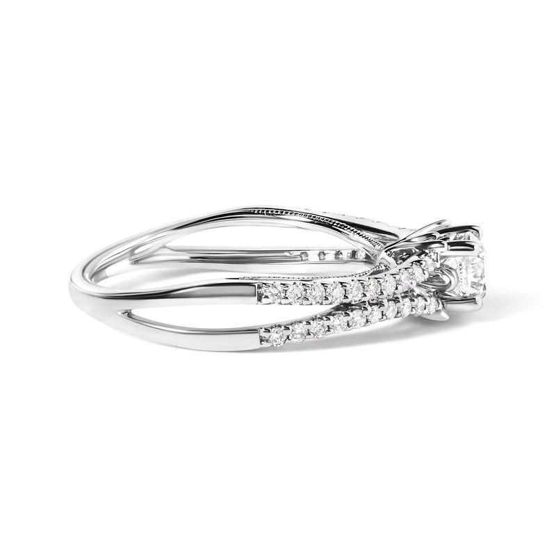 Bids.com 14K White Gold 5/8 Cttw Diamond Split Shank Engagement Ring  (G-H Color, VS2-SI1 Clarity) - Size 7 Rings