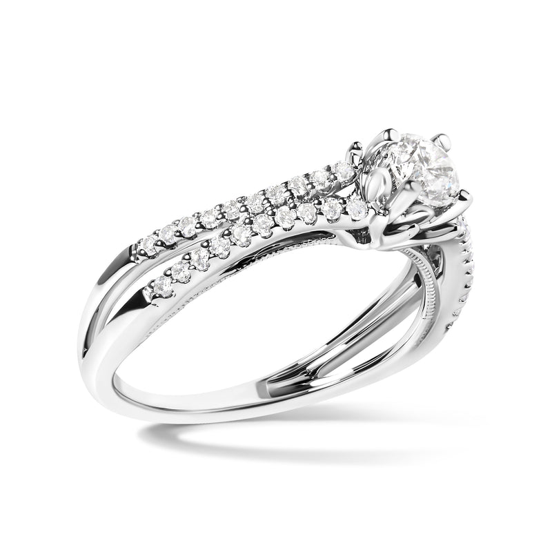 Bids.com 14K White Gold 5/8 Cttw Diamond Split Shank Engagement Ring  (G-H Color, VS2-SI1 Clarity) - Size 7 Rings