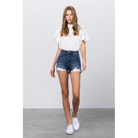 High Waist With Lace Lining Trim Shorts