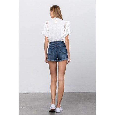 High Waist With Lace Lining Trim Shorts