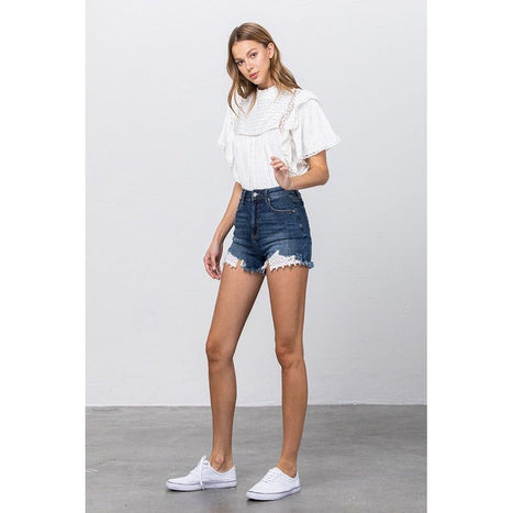 High Waist With Lace Lining Trim Shorts