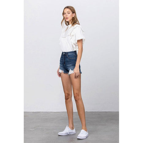 High Waist With Lace Lining Trim Shorts