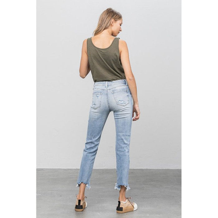 Mid Waist Straight Jeans