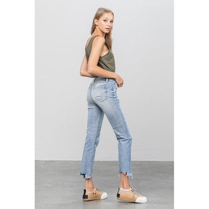 Mid Waist Straight Jeans