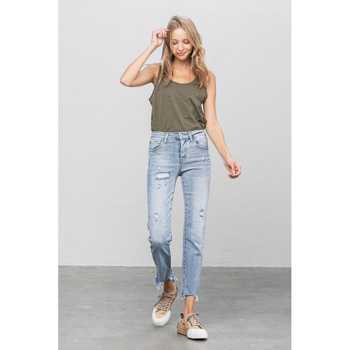 Mid Waist Straight Jeans