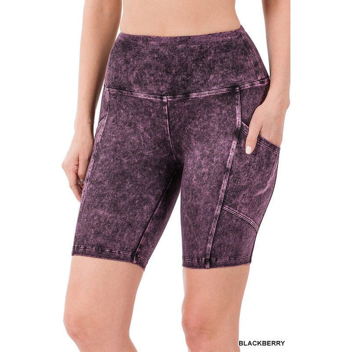 Mineral Wash Wide Waistband Pocket Leggings