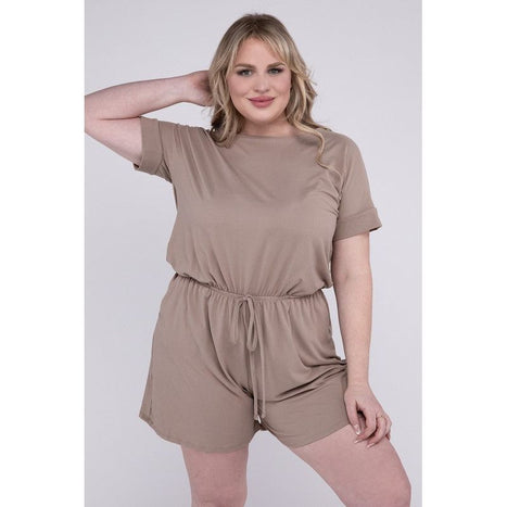 Plus Brushed DTY Romper with Pockets