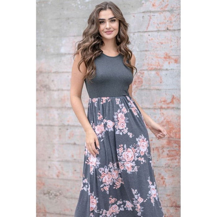 Plus Sleeveless Floral Maxi Dress