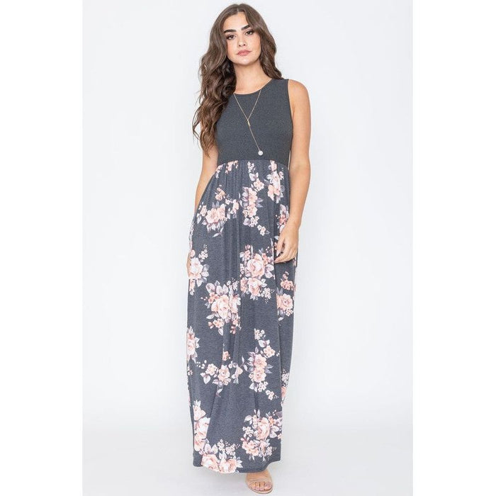 Plus Sleeveless Floral Maxi Dress