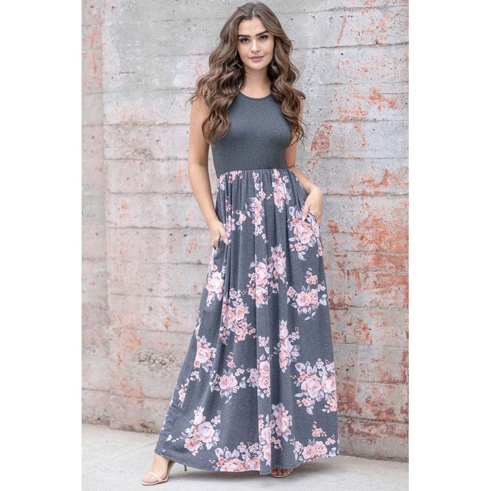 Plus Sleeveless Floral Maxi Dress