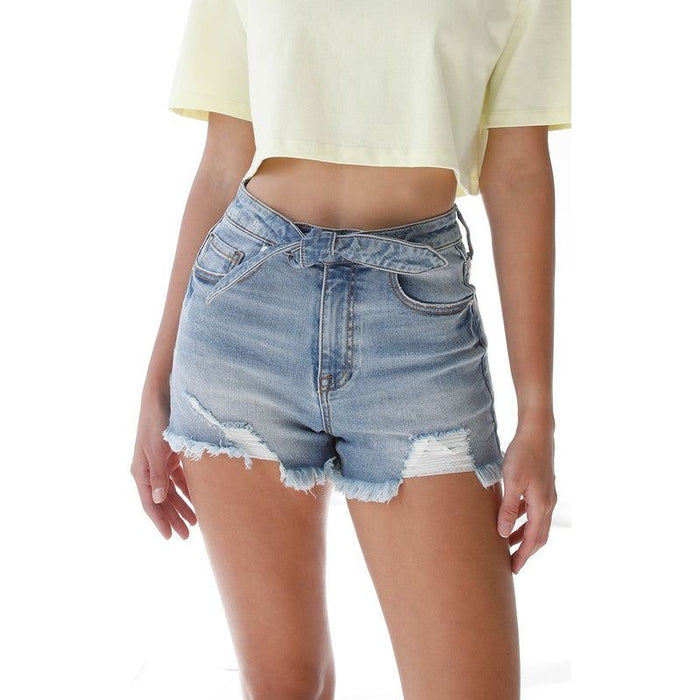 Front Ribbon Tie Detail Shorts