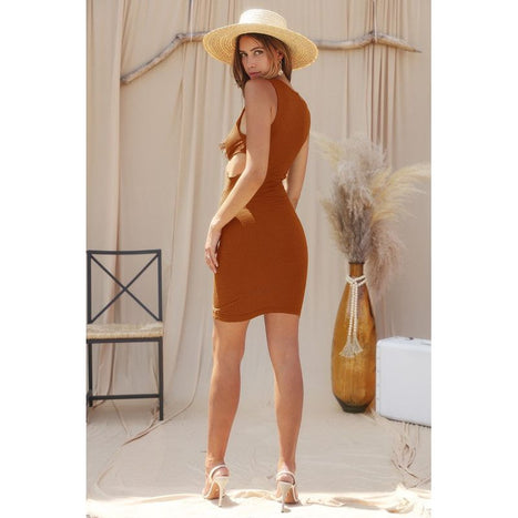 Solid rib o ring bodycon dress