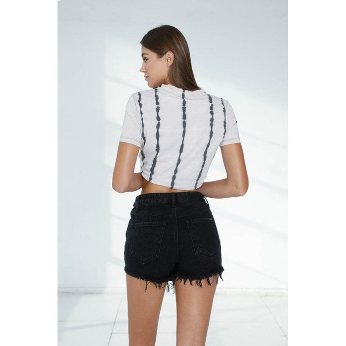 High Rise Black Ribbon Shorts