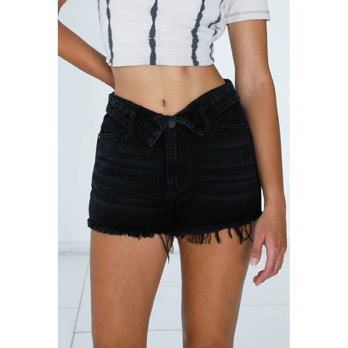 High Rise Black Ribbon Shorts