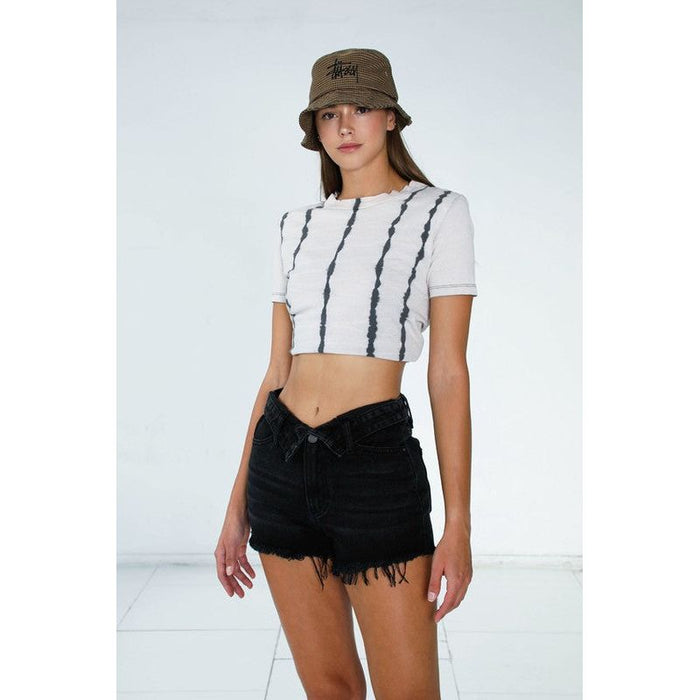 High Rise Black Ribbon Shorts