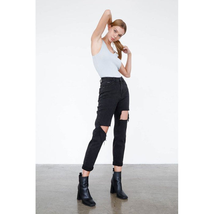 High Rise Distressed Ankle Jeans