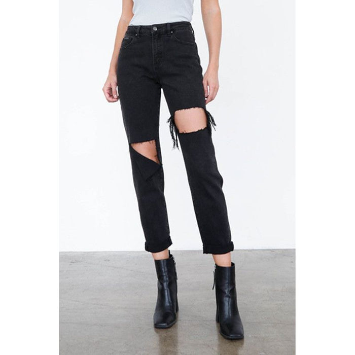 High Rise Distressed Ankle Jeans