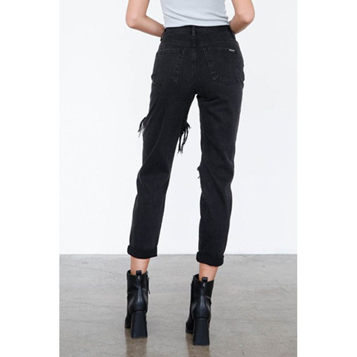 High Rise Distressed Ankle Jeans