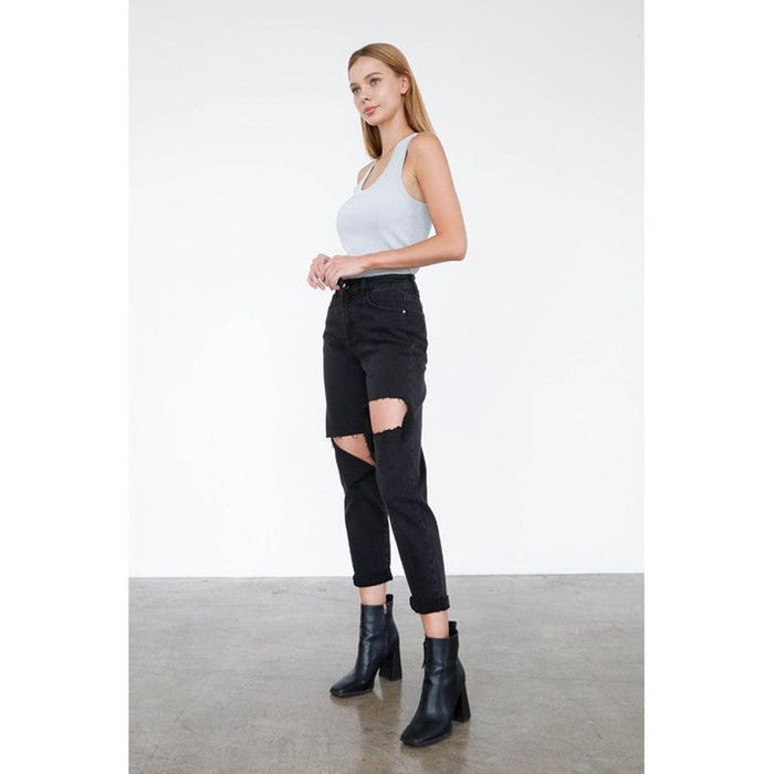 High Rise Distressed Ankle Jeans