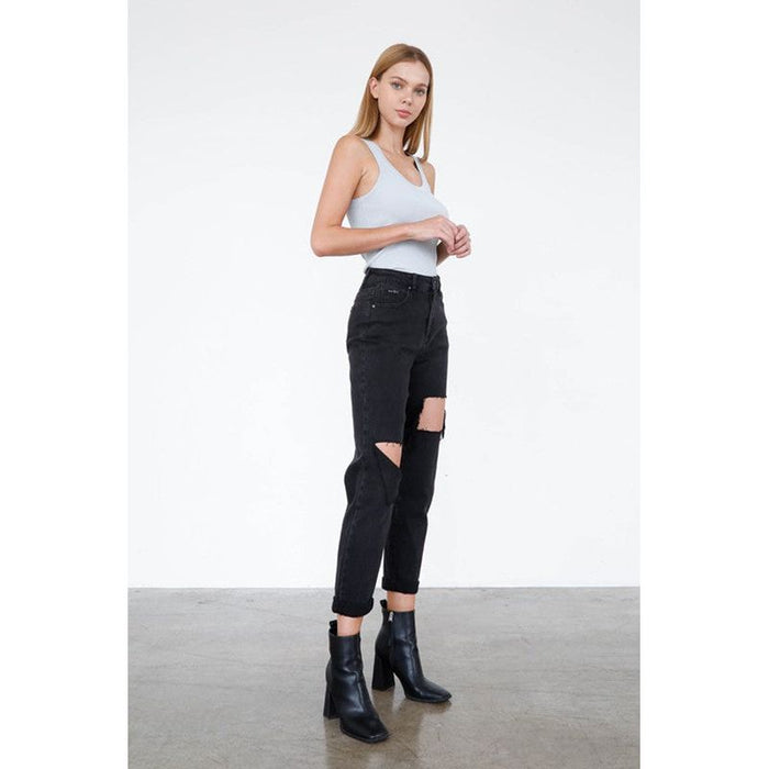 High Rise Distressed Ankle Jeans