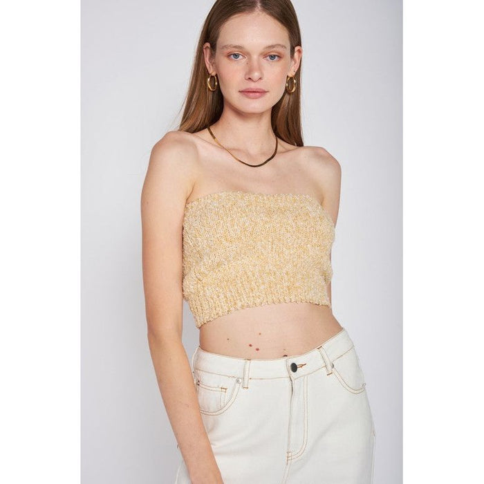 Elastic Waistband Fringed Tube Top