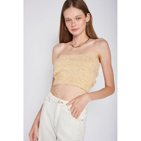 Elastic Waistband Fringed Tube Top