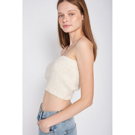 Elastic Waistband Fringed Tube Top