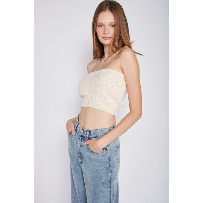 Elastic Waistband Fringed Tube Top