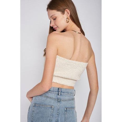 Elastic Waistband Fringed Tube Top