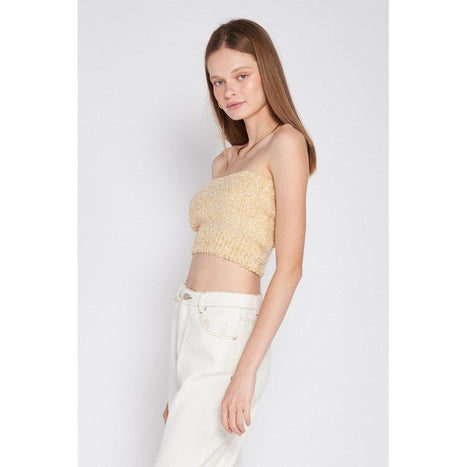 Elastic Waistband Fringed Tube Top