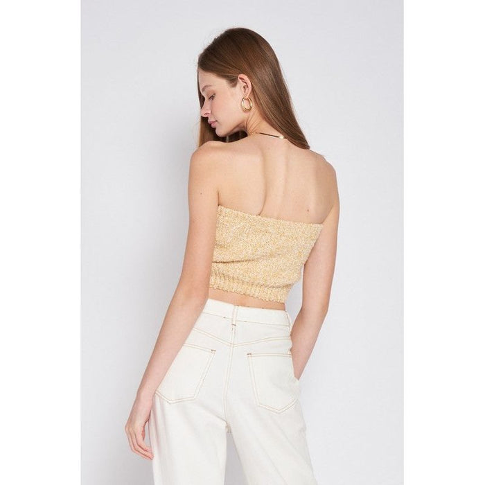 Elastic Waistband Fringed Tube Top