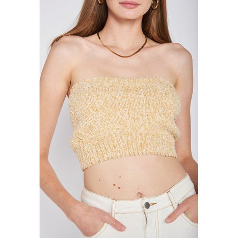 Elastic Waistband Fringed Tube Top