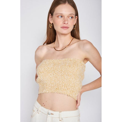 Elastic Waistband Fringed Tube Top