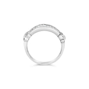 Bids.com .925 Sterling Silver 1/2 Cttw Baguette Cut Diamond Channel Set X-Station Wedding Ring (H-I Color, I1-I2 Clarity) - Size 6-1/2 Rings