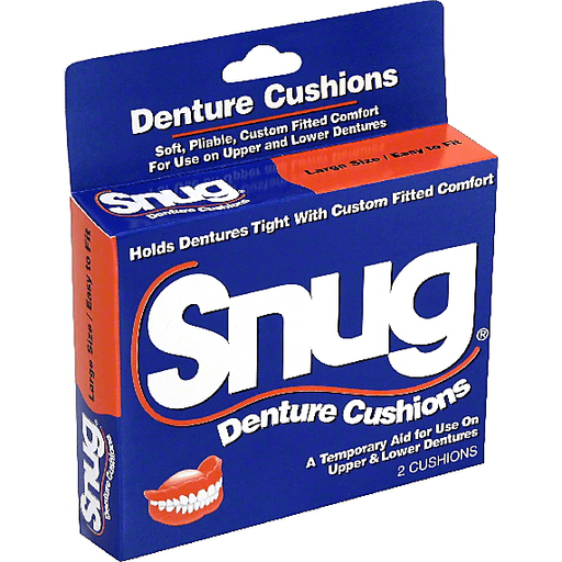 Snug Snug Denture Cushions, Large Size Dentures White Smoke