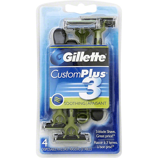 Gillette Gillette Custom Plus3 Soothing Disposable Razors 4 Ct Carded Pack Shaving & Grooming Lavender