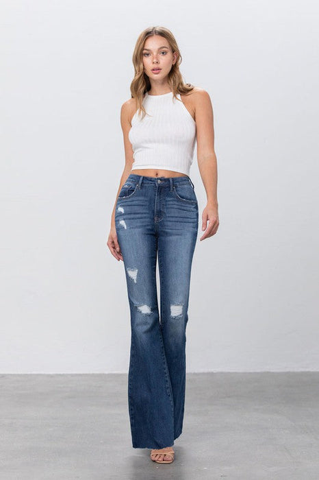 Mid Rise Dark Wash Flare Jeans