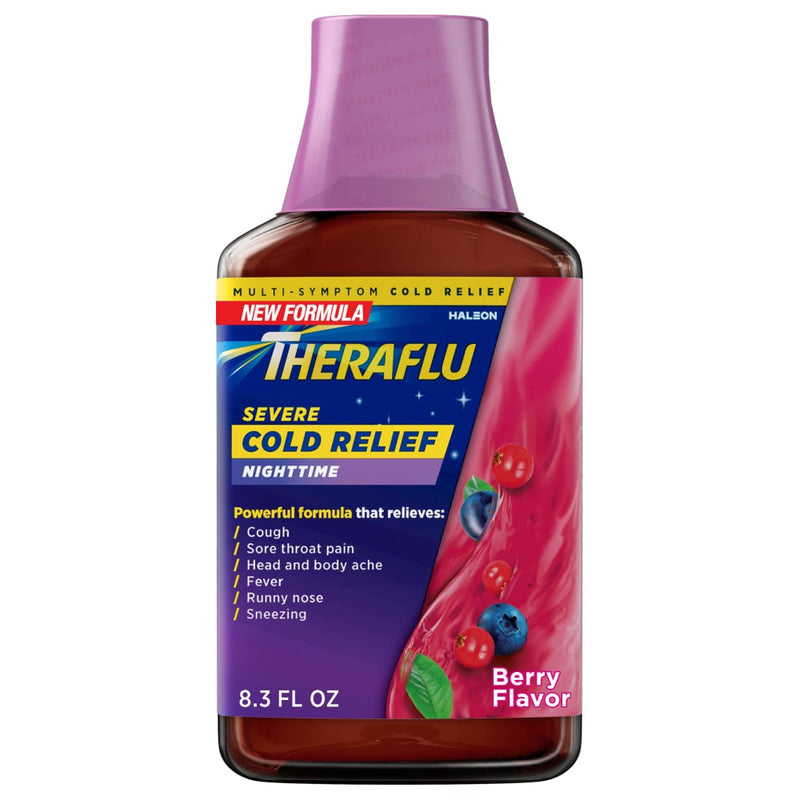 Theraflu Theraflu Cold Relief, Severe, Nighttime, Berry Flavor 8.3 Fl Oz Medicine & Drugs